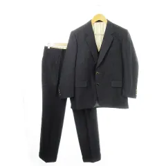 ダンヒル dunhill シングルスーツ スリーピース 3ピース 3点セット セットアップ 背抜き ベスト スラックス ダブル仕立て ウール ストライプ グレー /CK9 ■GY35