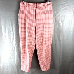 ザラ ZARA パンツ チェック タックパンツ テーパード ピンク系 ホワイト系 26サイズ 2025032400107