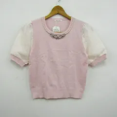 レストローズ ニット 半袖 レース ビジュー トップス レディース 2サイズ ピンク L'EST ROSE
