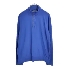 POLO GOLF ポロゴルフ ラルフローレン ハーフジップ 長袖Ｔシャツ 無地 ブルー(メンズ L)中古 古着 V6432
