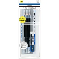 トンボ鉛筆 MONO マークシート用 鉛筆 ペンポーチ入りセット HB キャップ 消しゴム ミニ削り器 勉強 受験のサムネイル