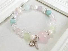 ぷるツヤ♡ ローズクォーツ×翡翠×淡水パールのパワーストーンブレスレット
