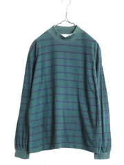 【お得なクーポン配布中!】 90s 00s ボーダー 長袖 Tシャツ キッズ L メンズ S / 古着 90年代 00年代 オールド ハイネック ヘビーウェイト コットン 2トーン Y2K ロンT