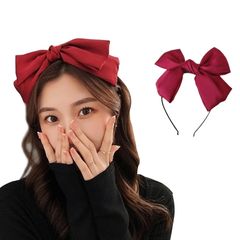【在庫】Solxion カチューシャ ヘアアクセサリー レディ リボン 細め ヘッドアクセ 韓国 ロリータ 可愛い 髪飾り シフォンサテン 大人 おしゃれ ヘアアレンジ やわら (赤)