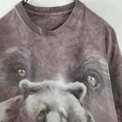 ザマウンテン熊グリズリー群れビッグプリントTシャツタイダイ染め紫パープルUS-L