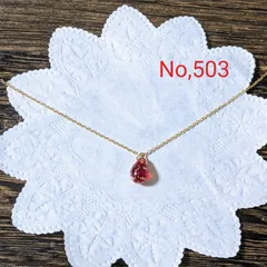No,503 ライトシャム×ゴールド　雫ネックレス