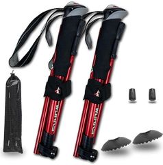 【新品】トレッキングポール トレッキングステッキ コンパクト 軽量 折りたたみ 2本セット　レッド/ブルー/ブラック