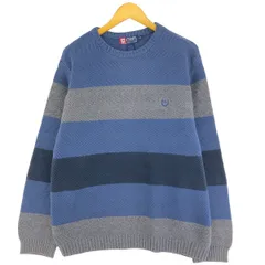 古着 90年代 ラルフローレン Ralph Lauren CHAPS チャップス ボーダー柄 ヘリンボーン コットンニットセーター メンズL相当/eaa479236