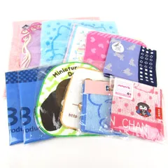 ハンカチ・ハンドタオル 12点セット 未使用 キャラクター キティちゃんなど まとめて 大量 小物 レディース 【中古】