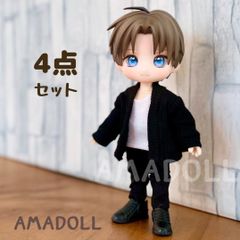 ねんどろいどどーる OK オビツ11 服 かっこいい 男の子 モノトーン コーデ  カーディガン パンツ タンクトップ 靴 4点 セット 1/12 ドール サイズ  ピコドー9 ボディ 素体 着せ替え 衣装 安い 通販 互換 白 白色 黒色 ブラック 黒 P4