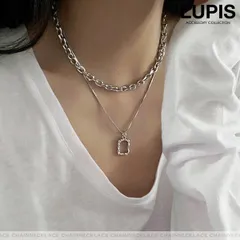 ネックレス レディース 2連 レイヤード 変形メタル シルバー スネイクチェーン ごつめチェーン スポーティー カジュアル ルピス LUPIS v1970