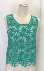 CECIL McBEE ターコイズ 花柄刺繍 タンクトップ