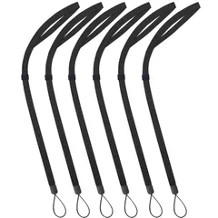 【新品】 [AMUU] ネックストラップ 調整可能な長さ 携帯すとらっぷ 首かけ ストラップ スマホ 名札・ホルダー スマートフォン マスコット キー 用 落下防止 ナイロン 6本入 ブラック 1