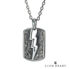 ライオンハート “HAWAIIAN” ネックレス イナズマ ドッグタグ サージカルステンレス316L シルバー 金属アレルギー対応 メンズ ブランド LION HEART