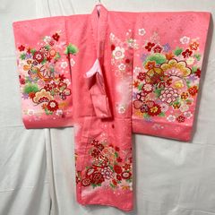 お宮参り ピンク 花柄 着物ドレス と肌襦袢 - メルカリ