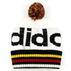 アディダス ニットキャップ ニット帽子 ボンボン スポーツウエア ブランド メンズ OSFXサイズ ホワイト×ブラック adidas 【中古】