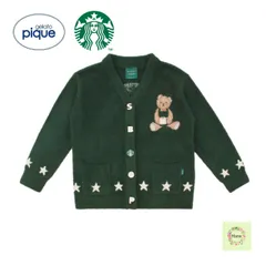 【新品未使用】【即納】ジェラートピケ スターバックス コラボ カーディガン グリーン パウダースタージャガード 星柄 ベア