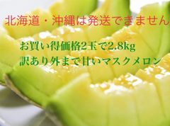 「お買い得価格」2玉で2.8kg訳あり外まで甘いマスクメロン