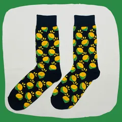 レモン ブラック クルーソックス 厚手 #126