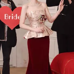 花柄生地にペプラムデザインが可愛い ベア イブニングドレス