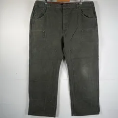 古着 ディッキーズ Dickies ワークパンツ ダック ペインターパンツ 作業着 ワンポイント ロゴ ストレート 大きいサイズ ダブルニー w44 L30  カーキ メンズ