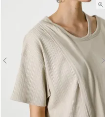 Azul by moussy 　アズール　バイ　マウジー　レディース カットソー 半袖  前後2WAY レイヤード　ベージュ　S