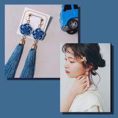 水引 タッセルピアス・イヤリング【BLUE】 - メルカリ