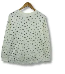 【送料無料】【新品未使用】ハニーズ シネマクラブ CINEMA CLUB 長袖カットソー 小花柄 総柄 ワッフル生地 アイボリー レディース L■L28687SSS25-250413-10（198）