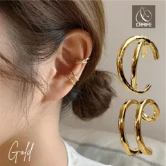 イヤーカフ 2点セット 18K コーティング ニッケルフリー 金属アレルギー対応 イヤーカフス イヤカフ ダブルライン イヤリング 大人 カジュアル ジュエリー ゴールド 送料無料 プチプライス高見え CRAIFE