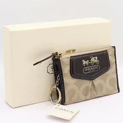 美品 箱付 コーチ コインケース/小銭入れ キーリング付 43252 マディソン オプアート ミニスキニー ライトブラウン系 KYM