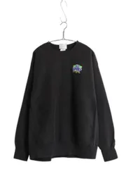 【お得なクーポン配布中!】 90s USA製 企業 刺繍 スウェット メンズ XXL 古着 オールド ヘビーウェイト トレーナー 裏起毛 クルーネック 大きいサイズ ブラック 企業物