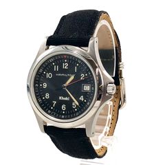 HAMILTON ハミルトン Khaki カーキ 8775 QZ/SS ブラック文字盤 メンズ腕時計 稼動品【OE-995】