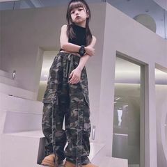 クーポンで10%OFF★ キッズ 子供服 ワイドパンツ 迷彩柄 カジュアル パンツ ダンスウエア 男女兼用 春秋 ゆったり 可愛い ジュニア KTFA074（120-170）