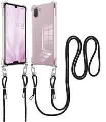 【数量限定】カバー ストラップ付き SHV44 肩掛け スマホケース 斜めかけ SH-04L 縄掛けケース R3 TPU R3 薄型 AQUOS 軽量 ケース ショルダー クリア AQUOS 取り外し可能 落下防止 紛失防止 【透明】