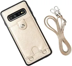 MocliL Galaxy S10 スマホショルダー ストラップ ケース 斜めがけ 首掛け 肩掛け カード収納 レディース メンズ GS10 ML0028( ゴールド,  Galaxy S10)のサムネイル