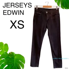 JERSEYS EDWIN デニム パンツ ストレート テーパード ストレッチ XSブラック 日本製 送料無料　古着　レディース