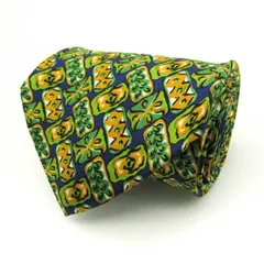 シャルル・ジョルダン ブランド ネクタイ シルク 総柄 小紋柄 メンズ ネイビー CHARLES JOURDAN 【中古】