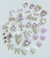 No.333　量産型　シルバー　リボン　ネイルパーツ　まとめ売り