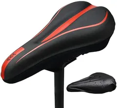 SanDoll 自転車サドルカバー 防水 低反発クッション テープクロス式 防水カバー付き( レッド)のサムネイル