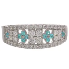 指輪 レディース パライバトルマリン リング プラチナ ダイヤモンド Pt950 フラワー 刻印入り 鑑別書付き 日本製【アクセサリーマート/メルカリShops店】