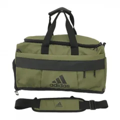 【美品】アディダス 2WAYボストンバッグ カーキ×黒 シューズ収納可 ショルダーストラップ付ゴルフ adidas