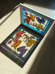 ステンドグラス風パネル レトロ風赤い薔薇 ハンドメイド - メルカリ