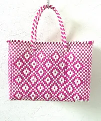 メキシコメルカドバッグXXS／フューシャ×ホワイトロンボ柄