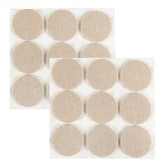 ギノヤ 5mm厚めフェルトパッド, 18枚入り 50mm 丸い家具保護パッド キズ防止・防音 (ベージュ)