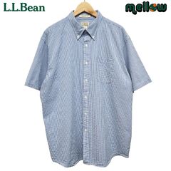 エルエルビーン L.L.Bean 半袖 ボタンダウンシャツ シアサッカー チェック柄  ブルー×ホワイト  サイズ：メンズ XL   TRADITIONAL FIT 総柄 古着 【中古】
