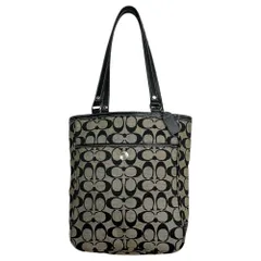 COACH(コーチ) Signature Canvas Leather Tote Bag シグネチャー キャンバス レザー トート バッグ 1464 グレー×ブラック 肩掛け ワンショルダー