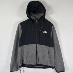 古着 ザ・ノースフェイス THE NORTH FACE フルジップフリースジャケット デナリ フーディ ツートン ワンポイントロゴ XL  グレー レディース