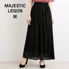 AB0163 【送料無料】MAJESTIC LEGON マジェスティックレゴン　Mサイズ　レースプリーツパンツ　ブラック　レディース　春　夏　秋　冬