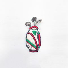 【LM / エルム】ブローチ キャディバッグ (グリーン)  /  立体刺繍アクセサリー ゴルフクラブ