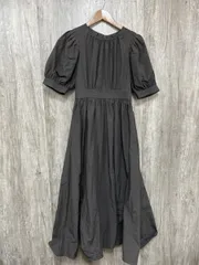 anuans アニュアンス バックオープンフレアロング ワンピース sizeM/チャコール ■◆◎レディース